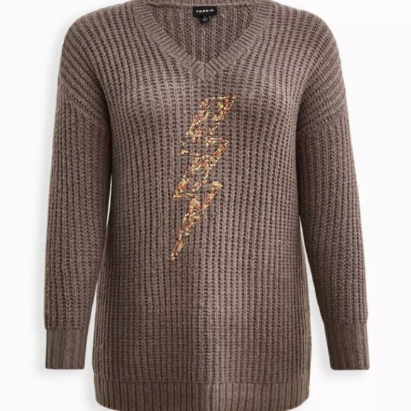 Torrid Chunky Pullover Tunic Sweater lightning bolt embellished 3x NEW NWT - Picture 6 of 13